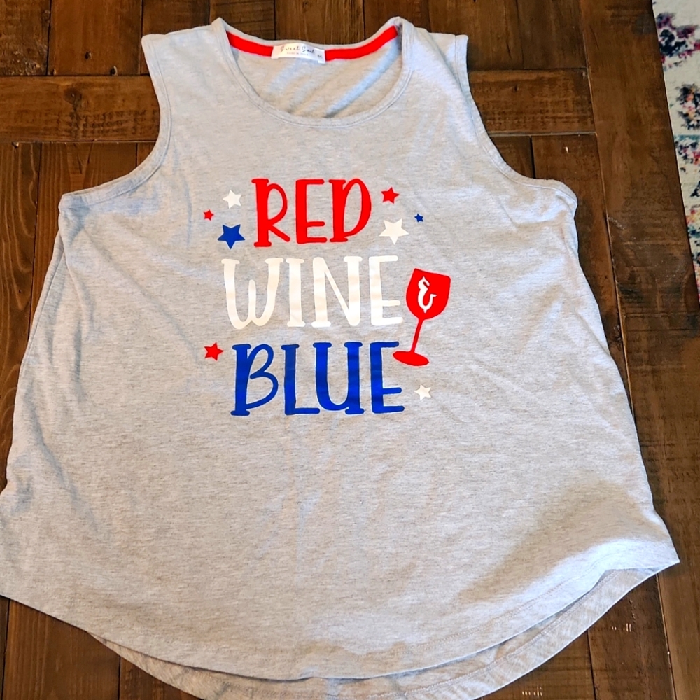 Sweet Soul Red Wine & Blue Tank Top Gray Size Medium